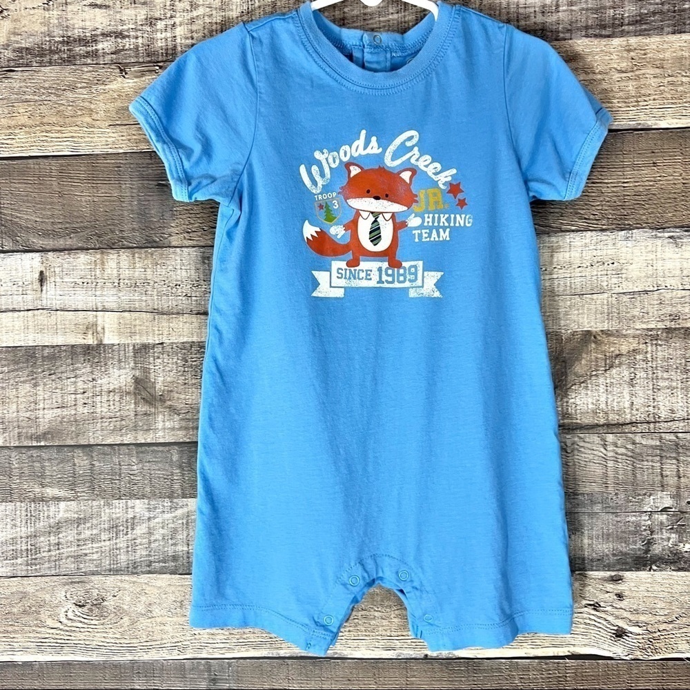 Childrens Place Blue Fox Short Romper 24 M Woods Creek Hiking Team